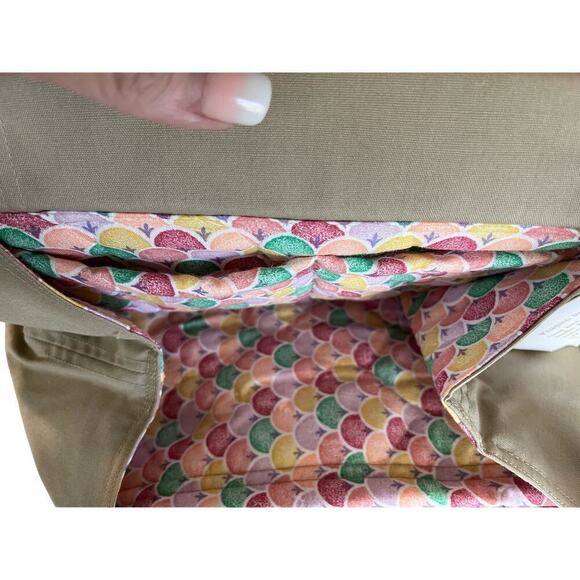 Khaki Purse, Handmade by Nana, Pockets, Mid Size, Wooden Handles - Picture 9 of 10